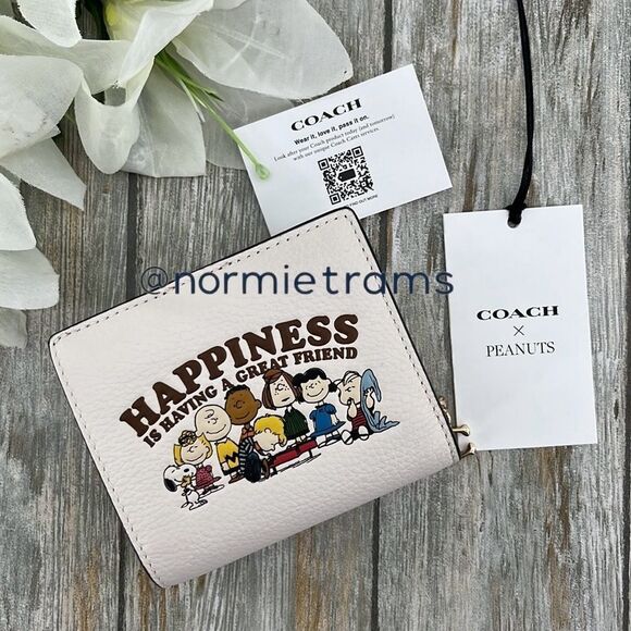 Coach X Peanuts Leather Snap Wallet Bag Purse - Picture 5 of 10